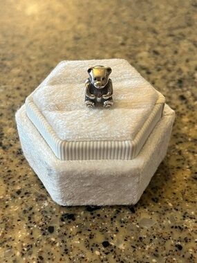 Sterling Silver Teddy Bear Charm with Gold Accents